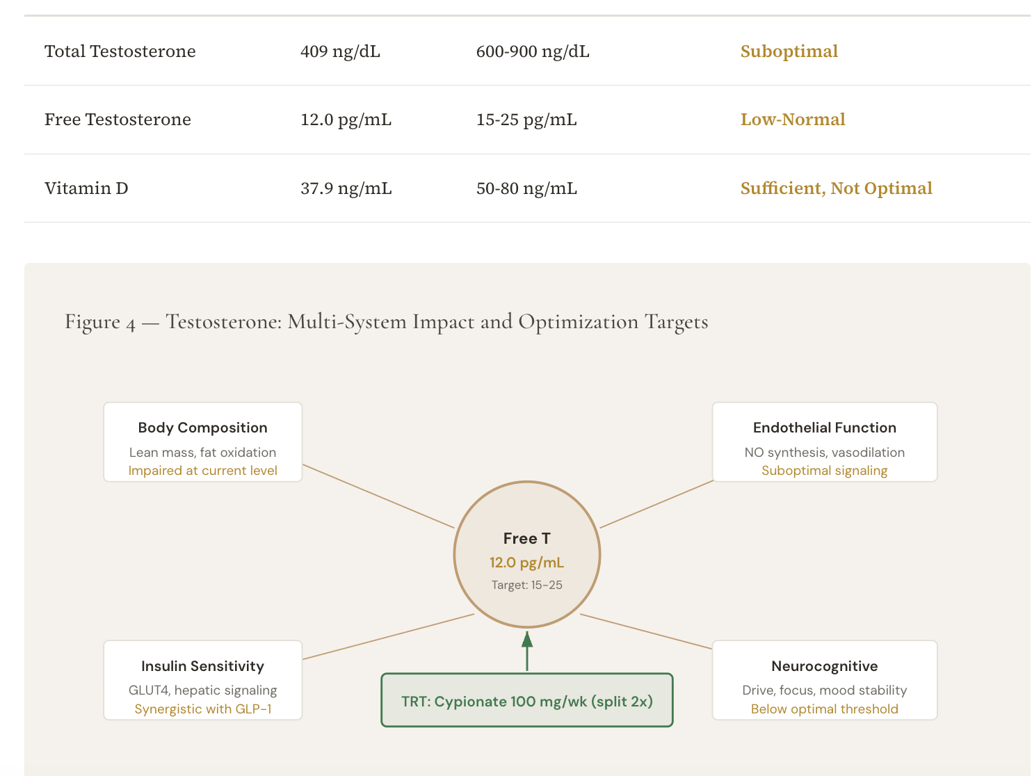 Lab report: testosterone multi-system impact